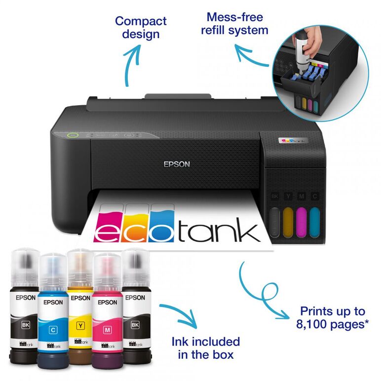 Imprimanta inkjet color ciss epson l1270, dimensiune a4, viteza max 33ppm alb-negru, 15ppm color, rezolutie printer 5.760 x 1.440 dpi, alimentare hartie 100 coli, imprimare fara margini, interfata: usb 2.0, wi-fi, wi-fi direct consumabile: 103 ecotank bla,  Imprimante Inkjet | electropc.ro