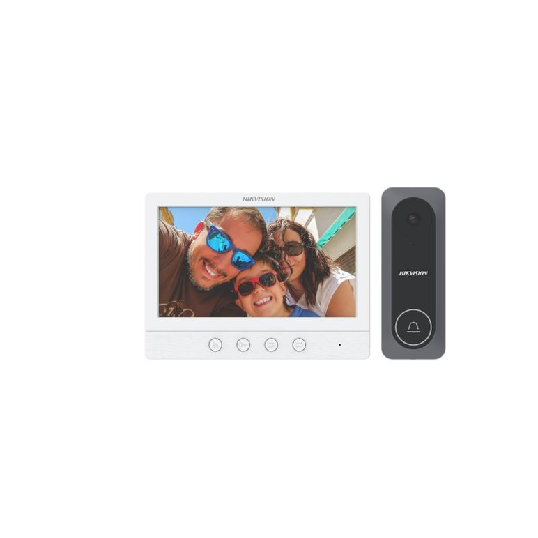 Kit video intercom hikvision ds-kis212, caracteristici post exterior: ir: 3m, rezolutie: 1280 * 720@60fps, microfon si difuzor inclus, 1 buton, alimentare: 12 vdc, temperatura de functionare: -30° c to + 60° c, caracteristici post interior: ecran 7-inch c,  Video | electropc.ro