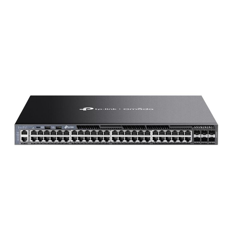 Tp-link omada switch 48 porturi l3 managed 6 porturi 10g sg6654x, interfata: 48× 10/100/1000 mbps rj45 ports, 6× 10g sfp+ slots, 2× usb 2.0 , 1× rj45 console port, 1× usb type-c console port, 1× rj45 management port, 4 x ventilatoare, dimensiuni:440 × 380,  Switch-uri | electropc.ro