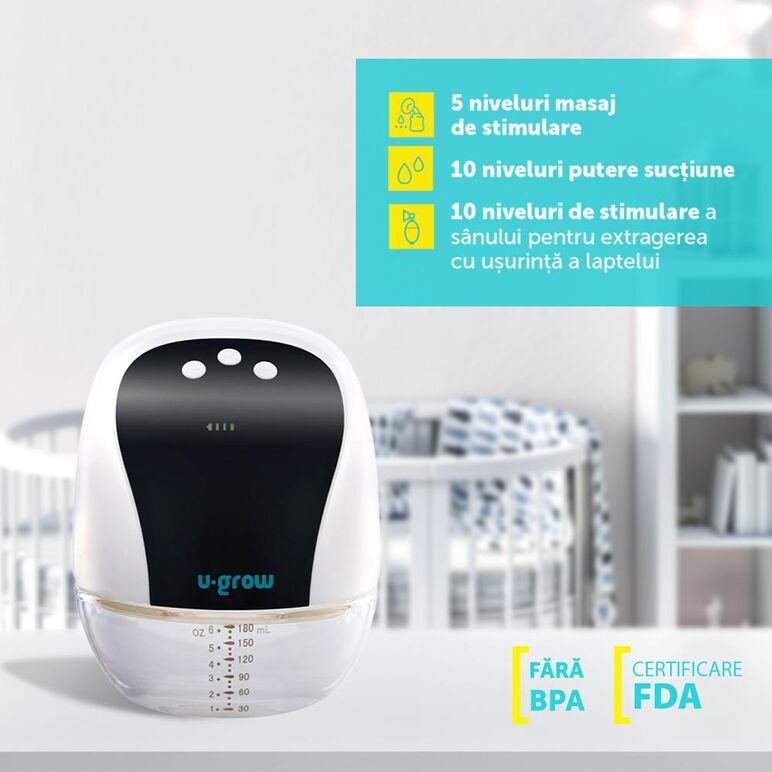 Pompa de san electrica si portabila,10 niveluri de extragere, 5 niveluri de masaj, display led, functie de memorie, capacitate 180ml, u-grow,  Pompe de san | electropc.ro