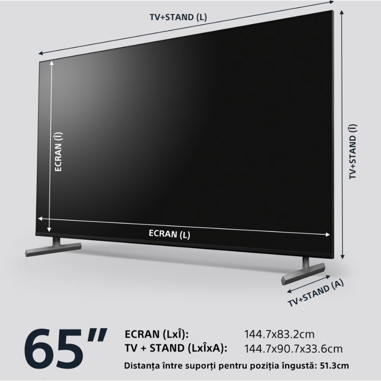 Televizor sony bravia led 65x85l, 164 cm, smart google tv, 4k ultra hd, 100hz, clasa f (model 2023),  Televizoare | electropc.ro