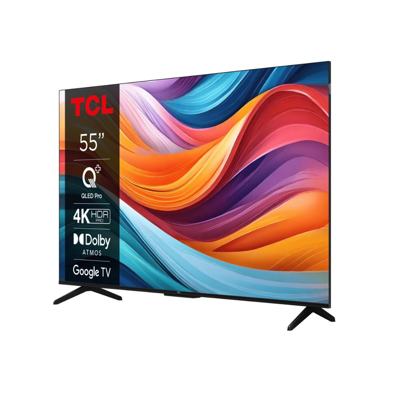Televizor tcl qled 55t7b, 139 cm, smart google tv, 4k ultra hd, clasa f,  Televizoare | electropc.ro