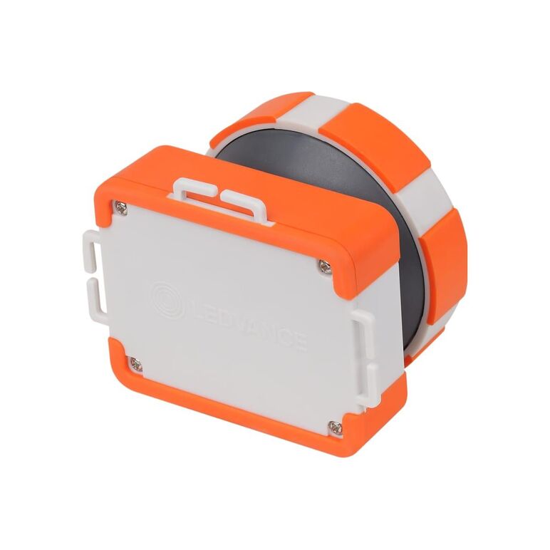 Lanterna led camping + frontala ledvance, 1.5w smd, 100 lm, lumina rece (6500k), 3 moduri de iluminare (100%-400 lm, 30%-120 lm si flash), acumulator li-ion 1200 mah, curea, ip20, portocaliu/gri,  Lampi de exterior | electropc.ro