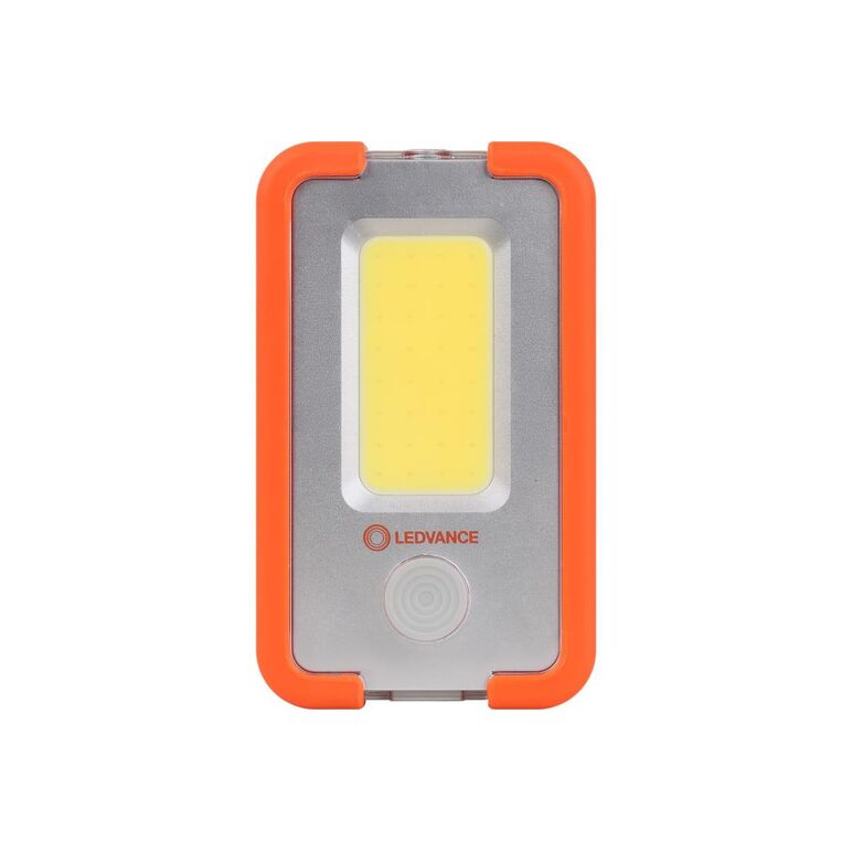 Lanterna led camping ledvance, 4w cob, 400 lm,  3 moduri de iluminare (100%-400 lm, 30%-120 lm si flash), acumulator li-ion 3000 mah, usb power-bank, ip20, brat magnetic, carlig, cablu incarcare usb inclus, portocaliu/gri,  Lampi de exterior | electropc.ro