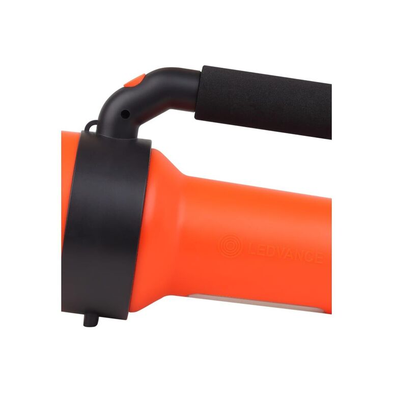 Lanterna led de mana ledvance spotlight, 3w + 1w cob, 300 lm, lumina rece (6500k), 4 moduri de iluminare, acumulator li-ion 2x1200 mah, ip20, cablu incarcare usb inclus, portocaliu/negru,  Lampi de exterior | electropc.ro