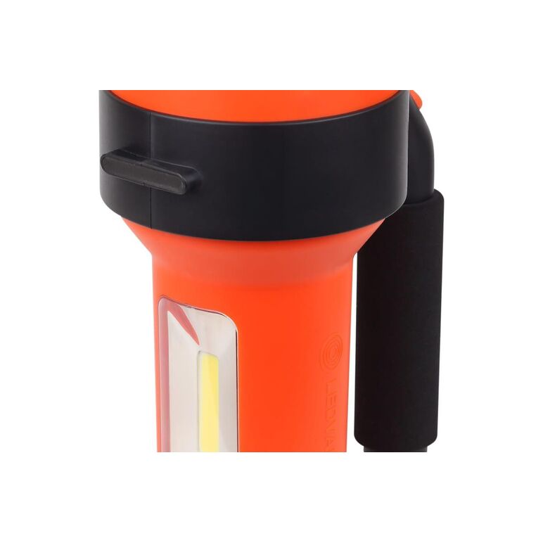 Lanterna led de mana ledvance spotlight, 3w + 1w cob, 300 lm, lumina rece (6500k), 4 moduri de iluminare, acumulator li-ion 2x1200 mah, ip20, cablu incarcare usb inclus, portocaliu/negru,  Lampi de exterior | electropc.ro