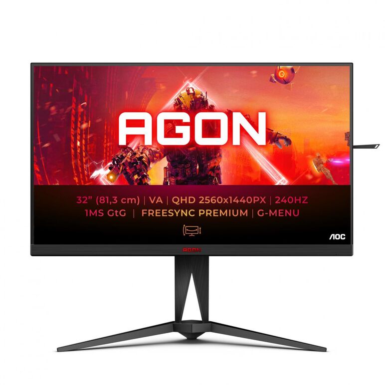 Monitor aoc ag325qzn/eu 31.5 inch, panel type: va, backlight: wled, resolution: 2560x1440, aspect ratio: 16:9,  refresh rate:240hz, response time gtg: 1ms, brightness: 400 cd/m², contrast (static): 4000:1, contrast (dynamic): 80m:1, viewing angle: 178º(r/,  Monitoare LED | electropc.ro