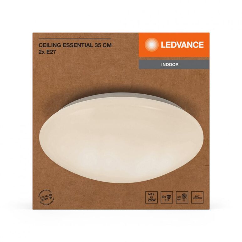 Plafoniera ledvance essential, excl.2xe27, Ø35cm / ↕ 12cm, ip20, metal/pmma, alb,  Plafoniere | electropc.ro