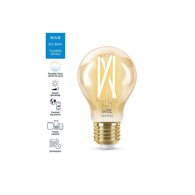 Bec led inteligent vintage (decorativ) wiz connected filament gold a60 ,wi-fi, e27, 6.7w (50w), 640 lm, lumina alba (2000-5000k), compatibilgoogle assistant/alexa/siri,  Becuri si Tuburi LED | electropc.ro