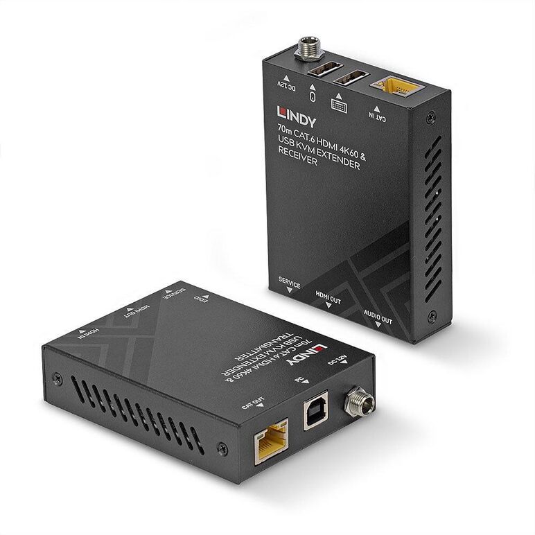Lindy cat.6 hdmi 4k60 kvm extender, distanta maxima 70m latime de banda suportata  18gbps, rezolutie maxima 3840x2160@60hz 4:4:4 8bit, negru,  Extendere audio-video | electropc.ro