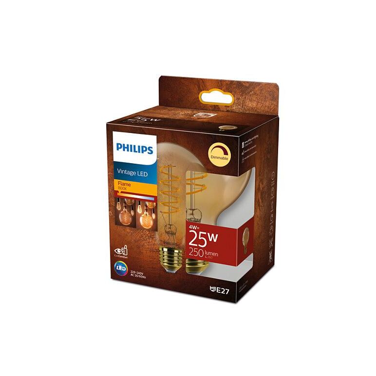 Bec led vintage (decorativ) philips classic gold globe g93, eyecomfort, e27, 4w (25w), 250 lm, lumina calda (1800k), dimabil, cu filament,  Becuri si Tuburi LED | electropc.ro