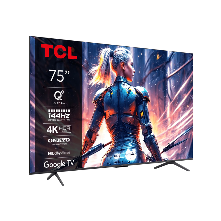 Televizor tcl qled 75t8b, 189 cm, smart google tv, 4k ultra hd, 100hz, clasa f (model 2024),  Televizoare | electropc.ro