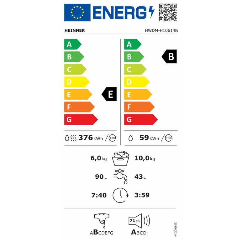Masina de spalat rufe cu uscator heinner hwdm-h10614b,  Masini de spalat rufe cu uscator | electropc.ro