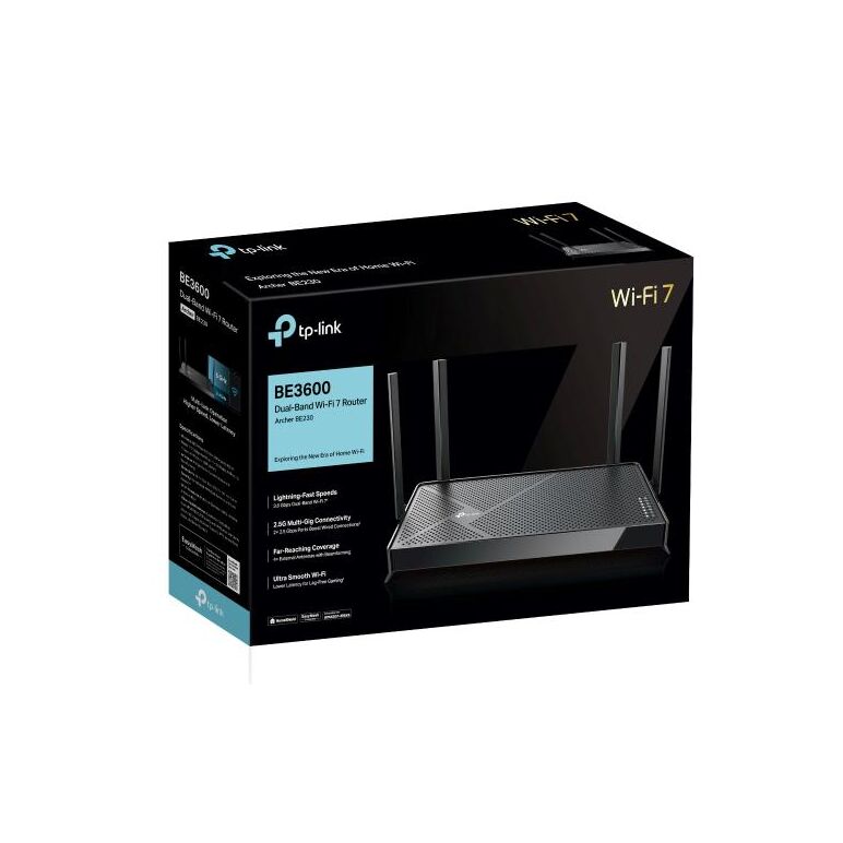 Router wireless tp-link archer be230, 1× 2.5 gbps wan port, 1× 2.5 gbps lan port and 3× 1 gbps, 6 antene externe, dual-band, buton wirelesson/off,buton wps,  Routere Wireless | electropc.ro