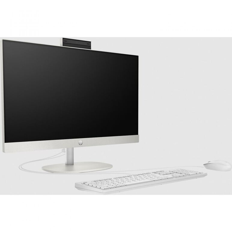 All-in-one hp proone 240 g10 23.8 inch non-touch ips fhd, cu procesor intel core i5-1335u, video integrat intel iris xe graphics, ram 16gb ddr4, ssd 512gb, fixed stand, hp 125 white wired keyboard, hp 125 white wired mouse, shell white, free dos, 3yw,  All in one PC | electropc.ro