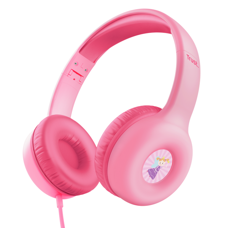 Casti trust nouna cu fir kids, frecventa raspuns 20 hz - 20.000 hz, senzitivitate 92 db, roz,  Casti audio | electropc.ro