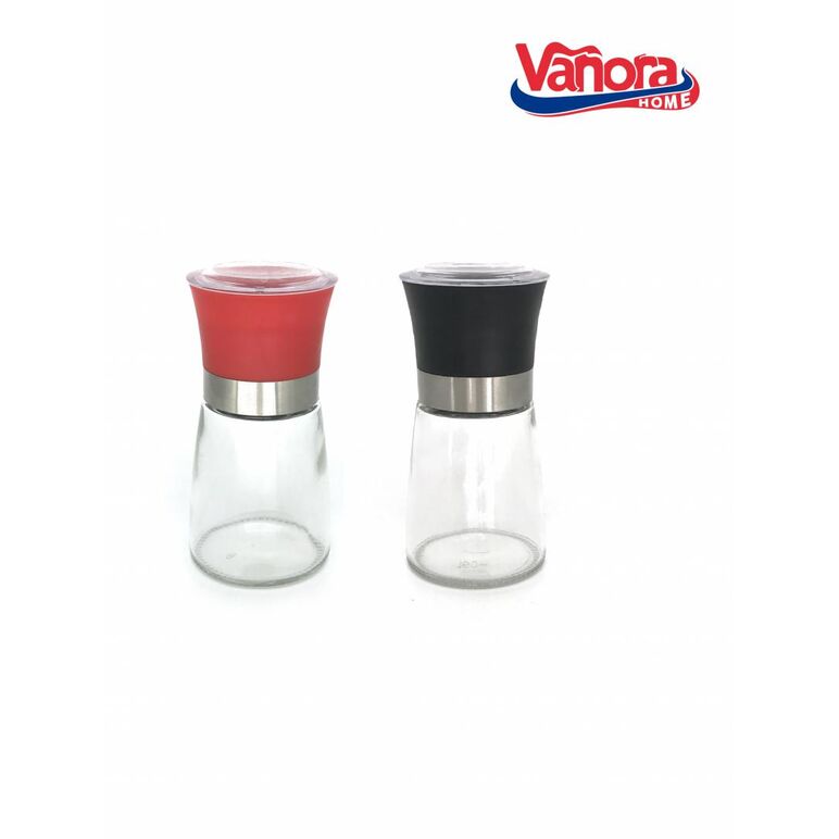 Set doua rasnite ceramice sare&piper 13.5cm, rosu/negru, vanora home,  Rasnite & dozatoare condimente | electropc.ro