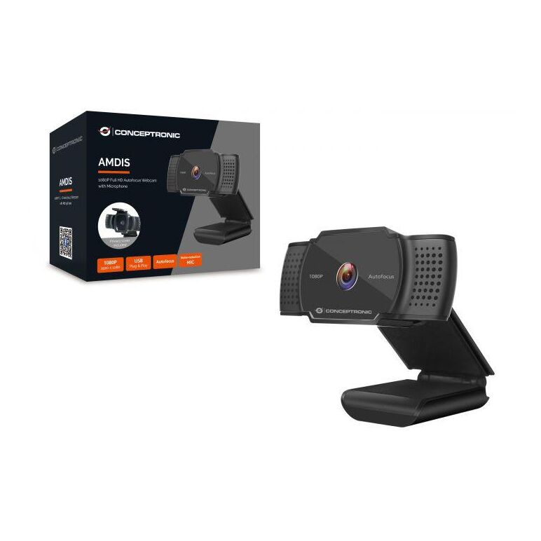Conceptronic amdis06b 1080p full hd autofocus webcam with microphone, 2k interpolated, 80 x 33 x 115 mm,  Camere Web | electropc.ro