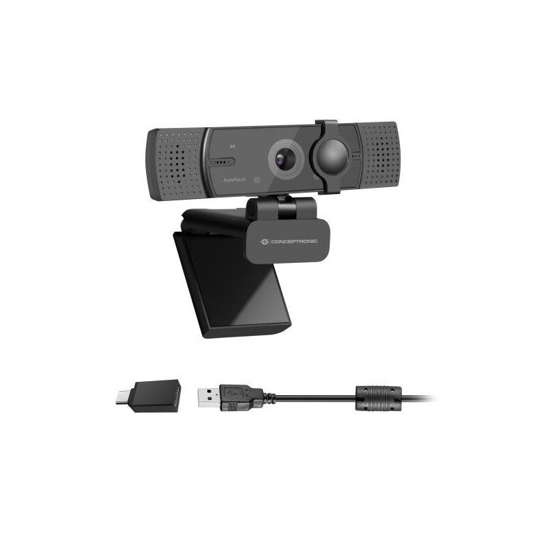 Conceptronic amdis07b 4k ultra hd autofocus webcam with dual microphone, 103 x 55 x 44 mm,  Camere Web | electropc.ro