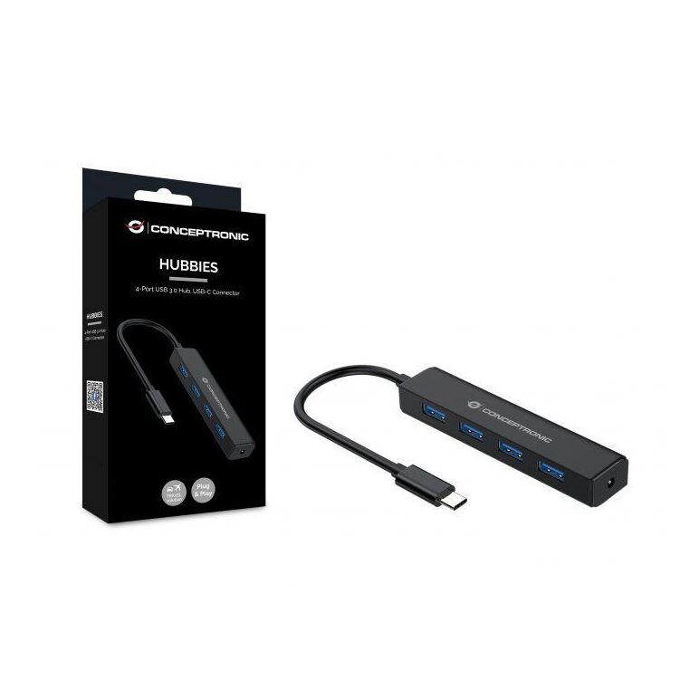 Conceptronic ctc4usb3 4-port usb 3.2 gen 1 hub with power jack, usb-a x 4, 23.5 x 101 x 26 mm,  Hub-uri USB | electropc.ro