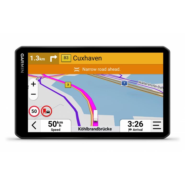 Gps garmin dezl lgv720, tip afisaj ips super-panoramic de 6,95", tft color, cu panou tactil capacitiv pe celule, rezolutie 1024 x 600 pixeli, durata de viata baterie până la 1,5 ore,  Navigatii GPS | electropc.ro