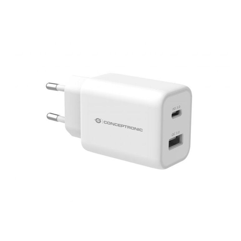 Conceptronic althea11w 2-port 33w pps usb pd charger, usb-a x 1, usb-c x 1, qc 3.0, 40.2 x 65.7 x 30 mm,  Incarcatoare telefoane | electropc.ro