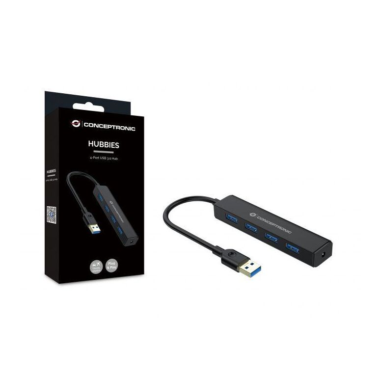 Conceptronic c4pusb3 4-port usb 3.0 hub with power jack, 23.5 x 101 x 26 mm,  Hub-uri USB | electropc.ro