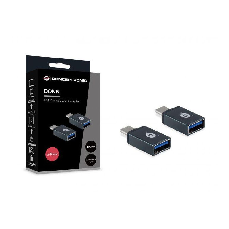 Conceptronic donn03g usb-c to usb-a otg adapter 2-pack, 10gbps, 15 x 7 x 32 mm,  Docking stations | electropc.ro