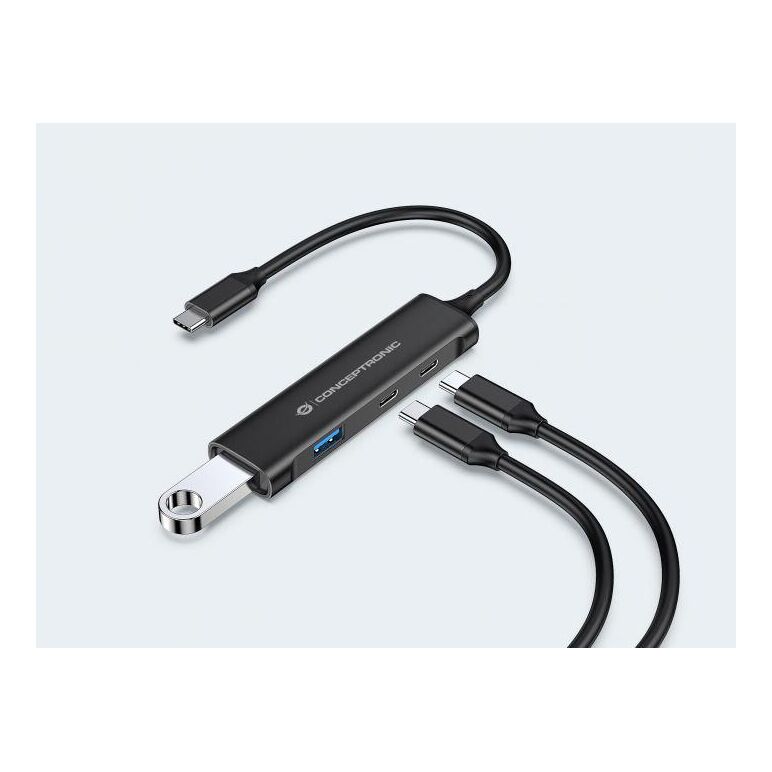 Conceptronic hubbies12b 4-port usb 3.2 gen 1 hub, usb-c x 2, usb-a x 2, aluminum case, 24 x 92 x 12 mm,  Hub-uri USB | electropc.ro