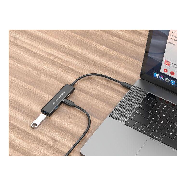 Conceptronic hubbies12b 4-port usb 3.2 gen 1 hub, usb-c x 2, usb-a x 2, aluminum case, 24 x 92 x 12 mm,  Hub-uri USB | electropc.ro