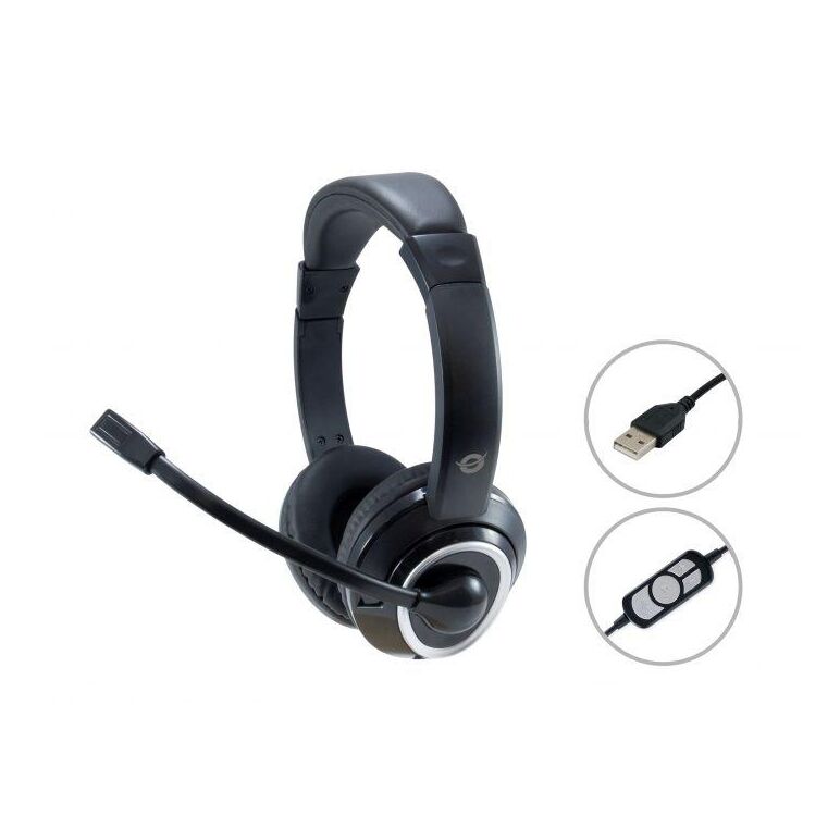 Conceptronic polona01b stereo usb headset, 180 x 68 x 165 mm,  Casti audio | electropc.ro