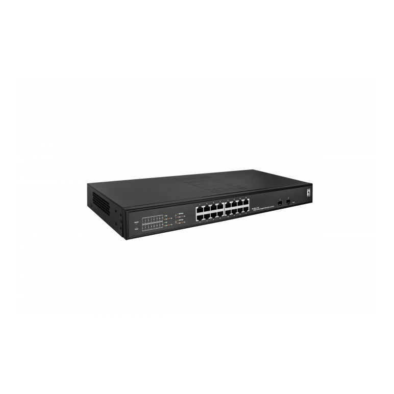 Levelone ges-2118p hilbert 18-port gigabit poe smart lite switch, 16 poe outputs, 2 x gigabit sfp, 802.3at/af poe, 230w poe power budget, 440 x 190 x 44.5 mm,  Switch-uri | electropc.ro