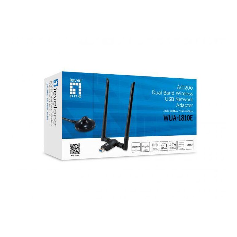 Levelone wua-1810e ac1200 dual band wireless usb network adapter, 150 x 230 x 40 mm,  Access point & Range Ext. | electropc.ro