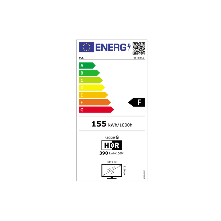 Televizor tcl qled 85t8b, 214 cm, smart google tv, 4k ultra hd, 100hz, clasa f (model 2024),  Televizoare | electropc.ro