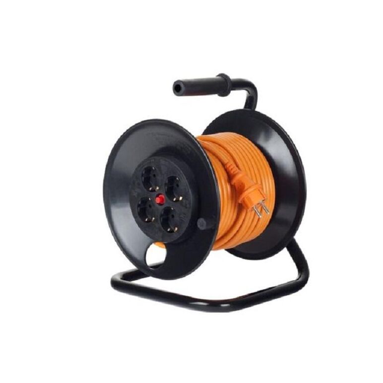 Derulator cu tambur bachmann, 4prize, 25m, fisa schuko dreapta, protectii: suprasarcina, contact, termica, culoare portocalie,  Accesorii iluminat de interior | electropc.ro