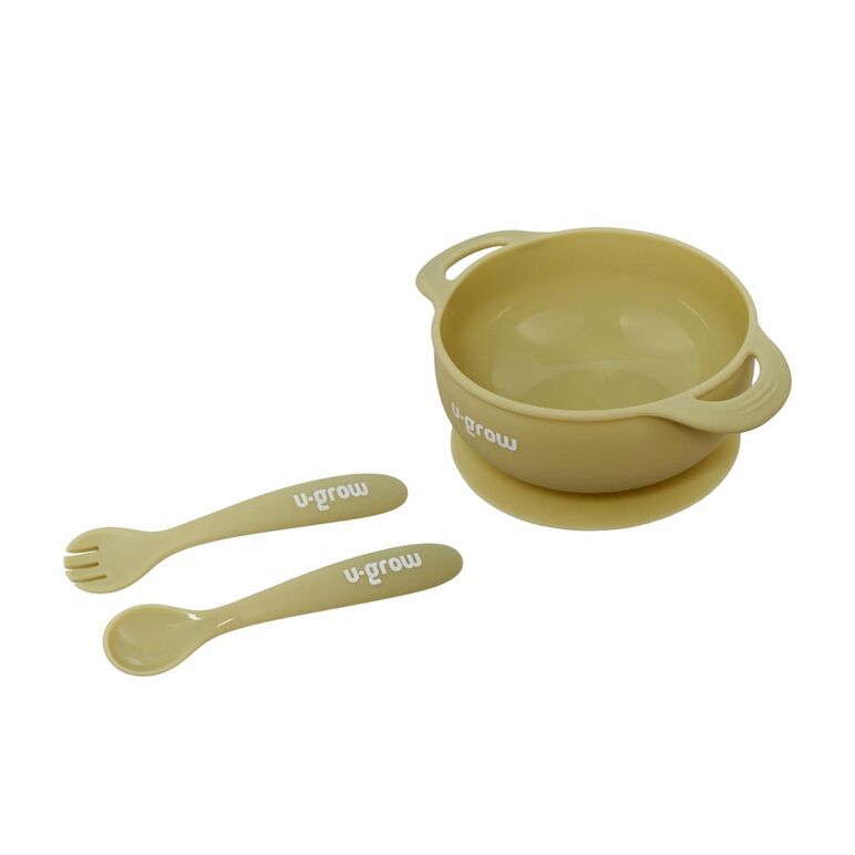 Set bol si lingurita silicon, olive, u-grow,  Articole hranire bebelusi | electropc.ro