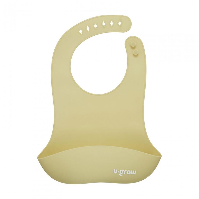 Set diversificare 5 piese silicon : baveta, bol, farfurie, lingurita si furculita, olive, u-grow,  Articole hranire bebelusi | electropc.ro
