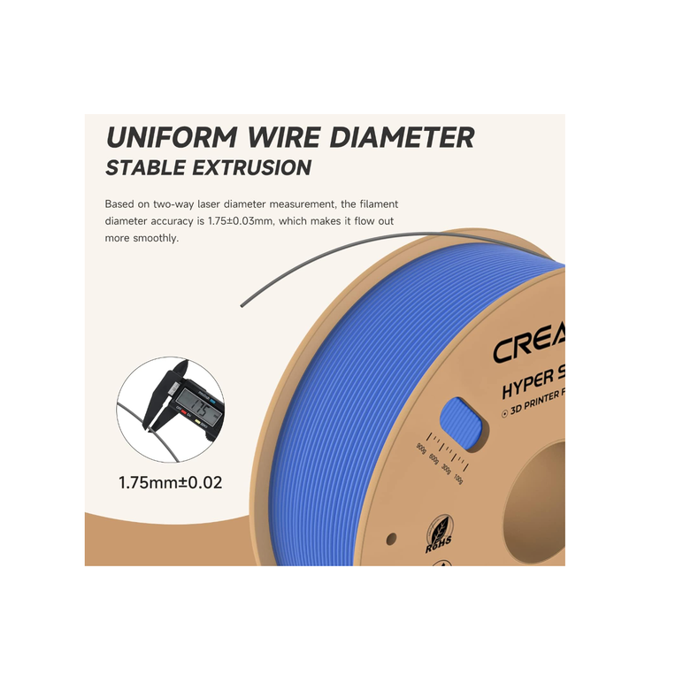 Creality hyper pla 3d printer filament, blue, temperatura printare: 200-220 grade celsius, diametru filament: 1.75mm, tensile strength: 52.99mpa, bending strenght:92.38mpa dimensiuni rola filament: diametru 200mm, inaltime 70mm, gaura centrala 56mm, vitez,  Accesorii imprimare 3D | electropc.ro