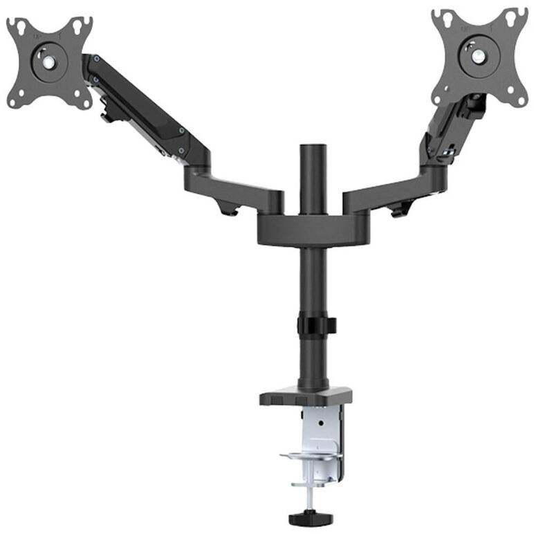 Brat de birou pentru monitor neomounts, poate sustine 2 monitoare cu diagonala display 17-27", suporta pana la 14kg per monitor, full motion, +45°, -45° inclinatie, +90°, -90° swivel, +180°, -180° rotatie,  vesa min 75x75, vesa max 100x100, reglabil pe in,  Suporturi TV & Monitor | electropc.ro