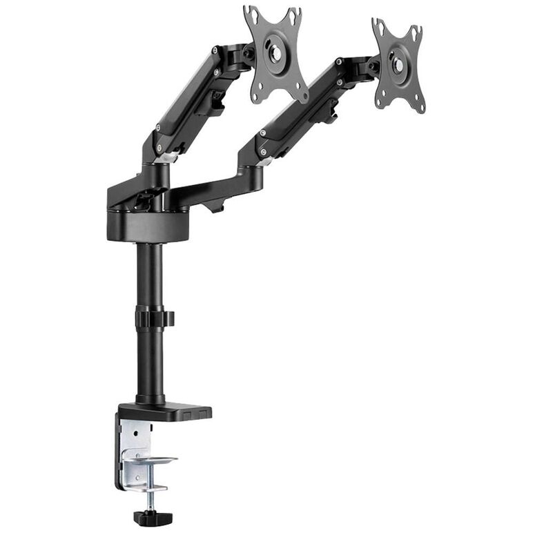 Brat de birou pentru monitor neomounts, poate sustine 2 monitoare cu diagonala display 17-27", suporta pana la 14kg per monitor, full motion, +45°, -45° inclinatie, +90°, -90° swivel, +180°, -180° rotatie,  vesa min 75x75, vesa max 100x100, reglabil pe in,  Suporturi TV & Monitor | electropc.ro