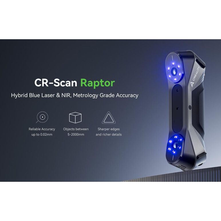 Creality 3d scanner cr-scan raptor, mod scanare: blue light(blue 7-line laser) / nir(infrared binocular structured light), acuratete: 0.02mm @ 100mm, rezolutie: 0.02-2mm, viteza scanare: pana la  60fps, volum minim scanare: 5mm x 5mm x 5mm, raza single ca,  Accesorii imprimare 3D | electropc.ro