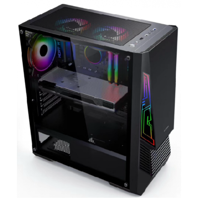 Carcasa gaming serioux rogue, tip middle tower, mesh si banda argb, capac superior cu filtru magnetic de praf, panoul lateral: sticla securizata, sasiu: spcc 0.6t, usb2.0x2+hd audio, usb 3.0 x1, porturi rezervate pentru ventilator:, față: 1 ventilator rgb,  Carcase | electropc.ro