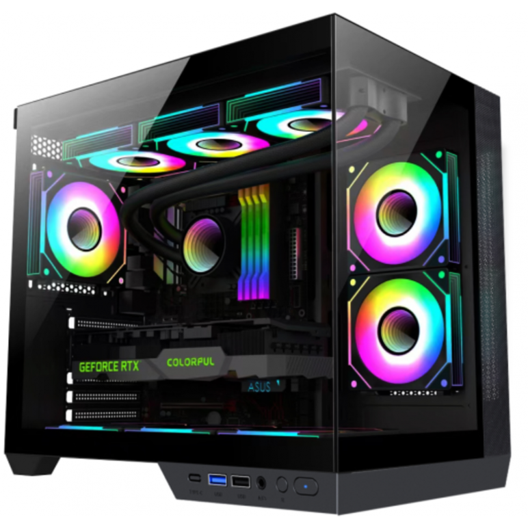 Carcasa gaming serioux shadow, tip  middle towe, usb2.0x+hd audio, usb3.0, porturi rezervate pentru ventialtor: mn 2x120mm ventilatoare argb (incluse), spate:1x120mm ventilator rgb (inclus), sus 3x120mm/2x140mm, controler 4 porturi, drive bays: hdd de 3.5,  Carcase | electropc.ro