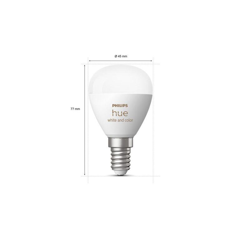 2 becuri led rgb inteligente philips hue p45, bluetooth, e14, 5.1w, 470 lm, lumina alba si color (2000-6500k),  Becuri si Tuburi LED | electropc.ro
