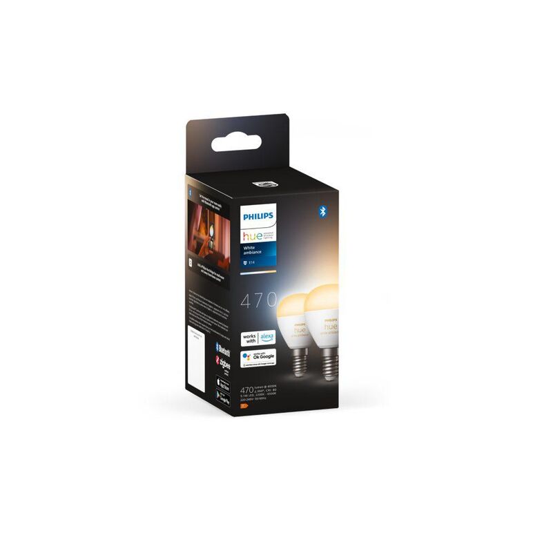 2 becuri led inteligente philips hue p45, bluetooth, e14, 5.1w, 470 lm ,lumina alba (2000-6500k),  Becuri si Tuburi LED | electropc.ro