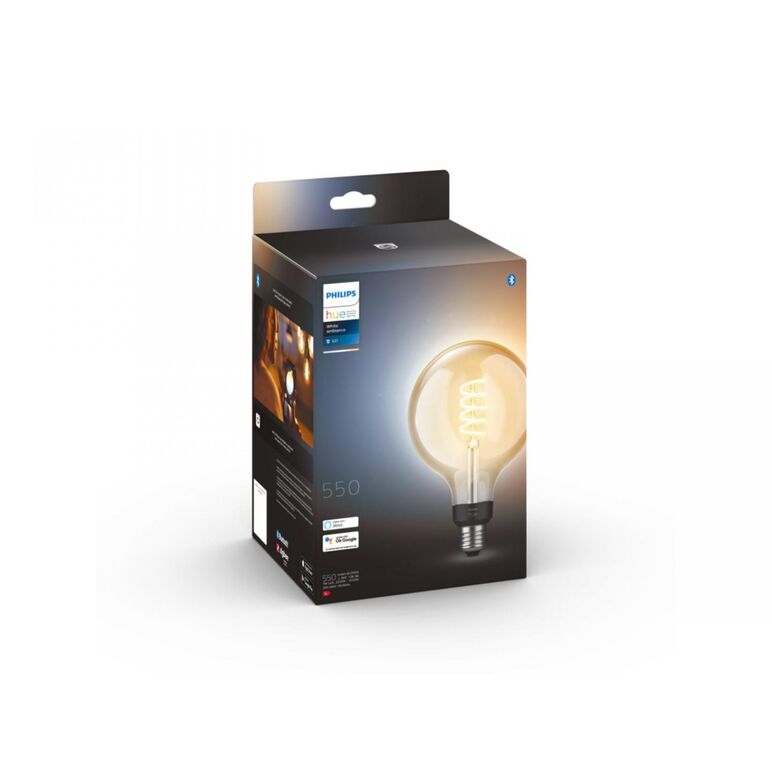 Bec led inteligent vintage (decorativ) philips hue filament glob g125, bluetooth, e27, 7w (40w), 550 lm, lumina alba (2200-4500k),  Becuri si Tuburi LED | electropc.ro