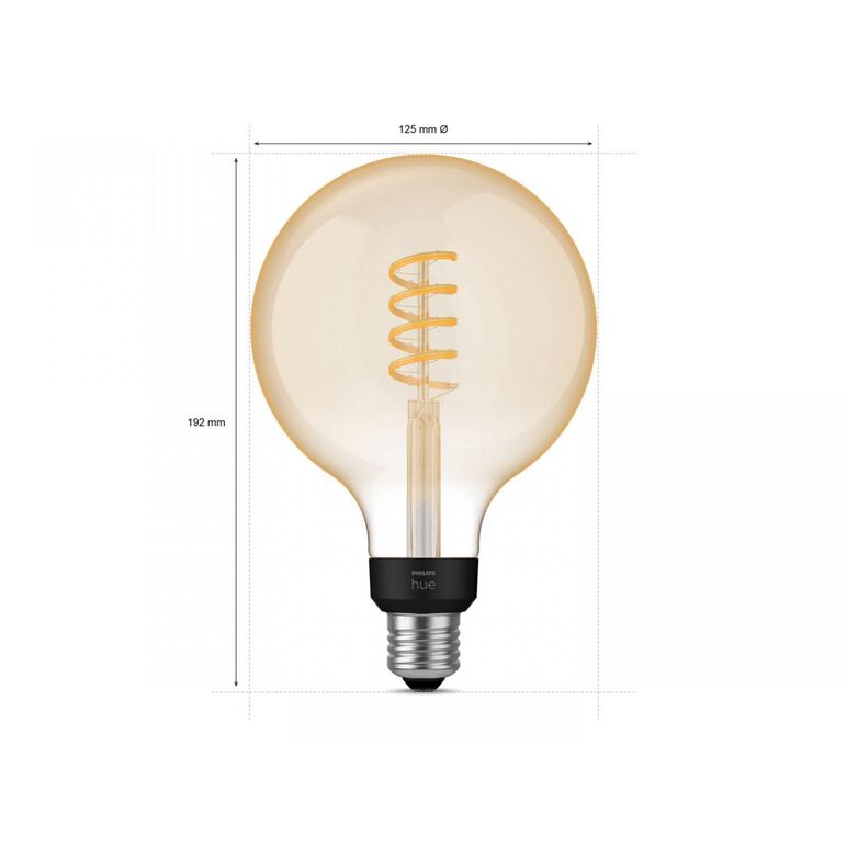 Bec led inteligent vintage (decorativ) philips hue filament glob g125, bluetooth, e27, 7w (40w), 550 lm, lumina alba (2200-4500k),  Becuri si Tuburi LED | electropc.ro