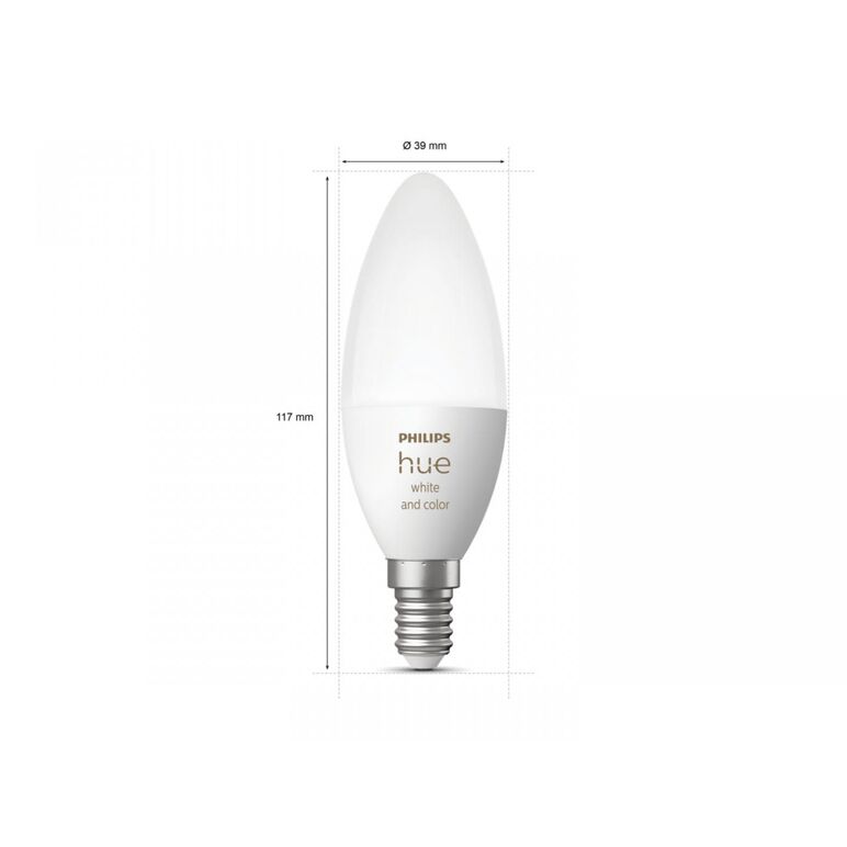 Bec led rgb inteligent philips hue b39, bluetooth, e14, 5.3w, 470 lm, lumina alba si color (2000-6500k),  Becuri si Tuburi LED | electropc.ro