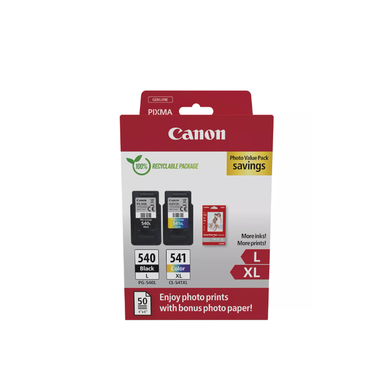 Canon pachet cartuse cearneala pg-540l/cl-541xl photo value pack, capacitate negru: 300 pagini/11ml, color: 400 pagini / 15ml, compatibil cu: pixma gm2050, pixma mg2140, pixma mg2150, pixma mg2155, pixma mg2250, pixma mg3140, pixma mg3150, pixma mg3250, p,  Cartuse cerneala | electropc.ro