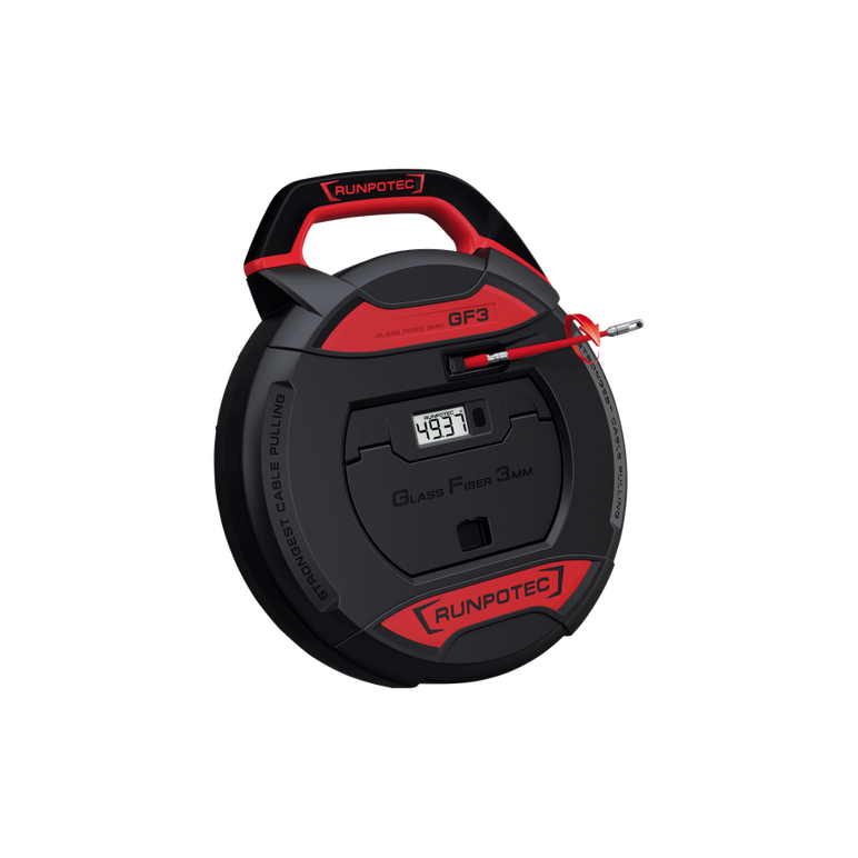 RUNPOTEC GF3 - Tragator cablu din fibra de sticla cu accesorii si contor electronic, diametru 3mm x 30m, 10193,  Sisteme de tragere a cablurilor | electropc.ro